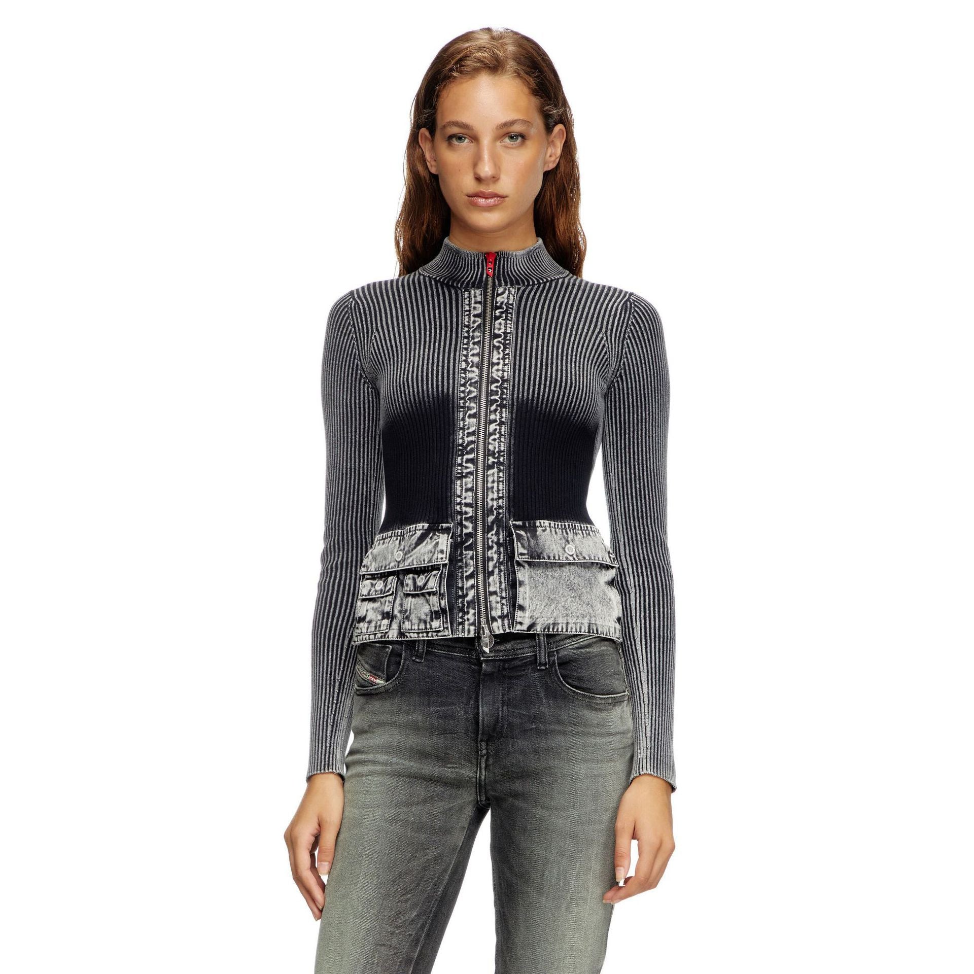 Damen Strickjacke mit denim-inspirierten Taschen und modernem Schnitt Stalluxe