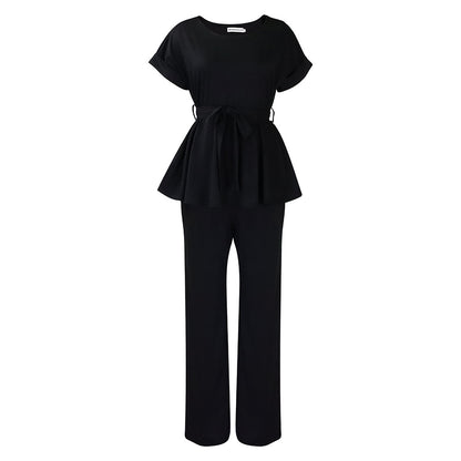 Damen Elegantes Kombination aus Loose-Fit Oberteil und weiten Hosen Stalluxe