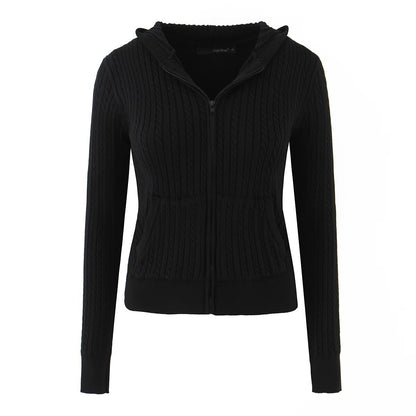 Damen modische Sweatjacke mit Struktur und integrierter Kapuze Stalluxe