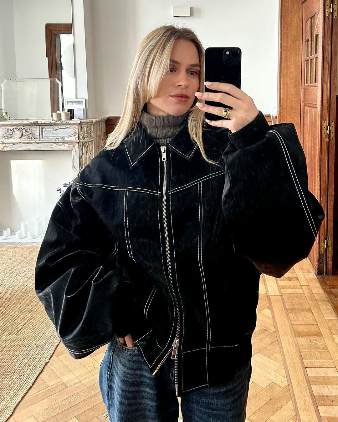 Damen Oversized Jacke im Jeanslook mit strukturierter Oberfläche und verstecktem Reißverschluss Stalluxe