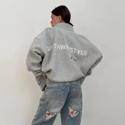 Damen Oversized Freizeitjacke mit urbanem Schriftzug Stalluxe