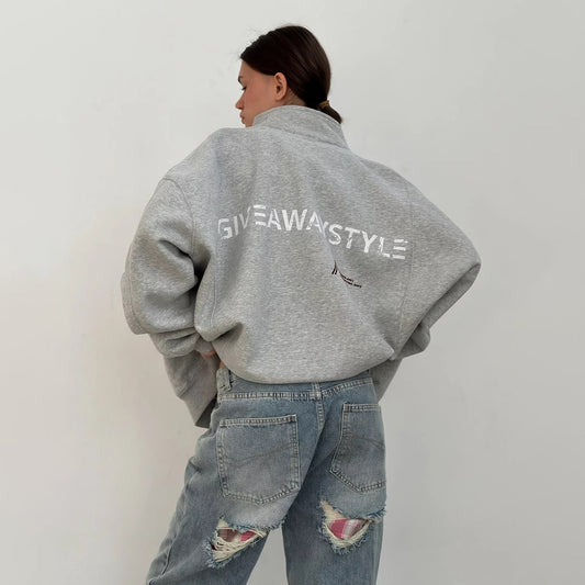 Damen Oversized Freizeitjacke mit urbanem Schriftzug Stalluxe