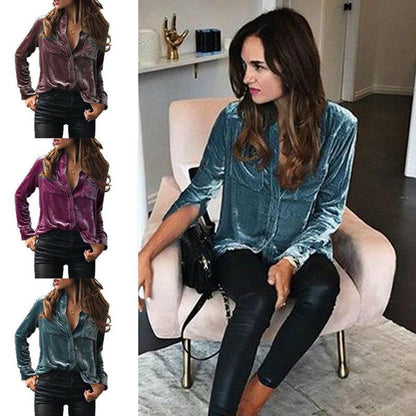 Damen Satin Bluse mit dekorativen Brusttaschen Stalluxe