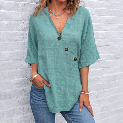 Damen Lässige Überschnittene Bluse mit Knopfdetails Stalluxe