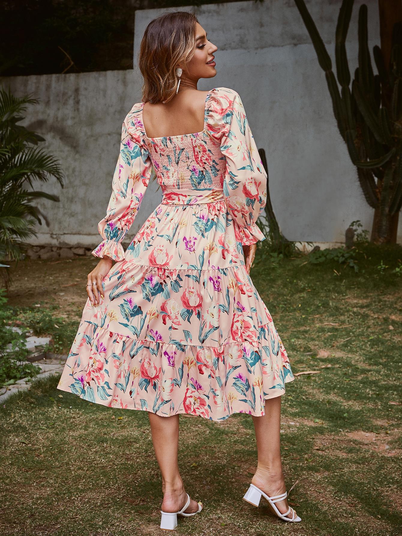 Damen Off-Shoulder Maxikleid mit floralem Print und Rüschendetails Stalluxe