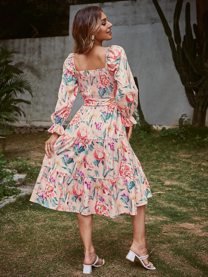 Damen Off-Shoulder Maxikleid mit floralem Print und Rüschendetails Stalluxe