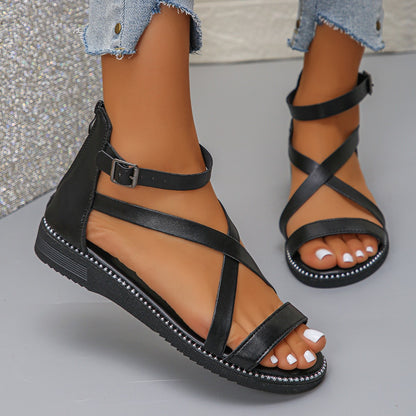 Damen Riemchen-Sandalen mit komfortablem Fußbett und eleganter Schnallenverzierung Stalluxe