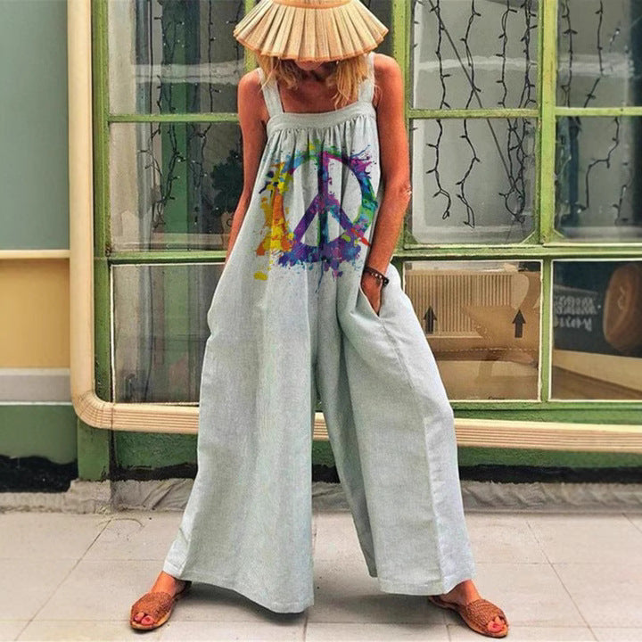 Women's Artistic Print Wide-Leg Jumpsuit Stalluxe