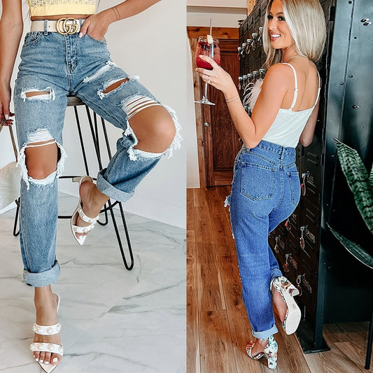 Damen Destroyed Mom-Jeans im lässigen Vintage-Look Stalluxe