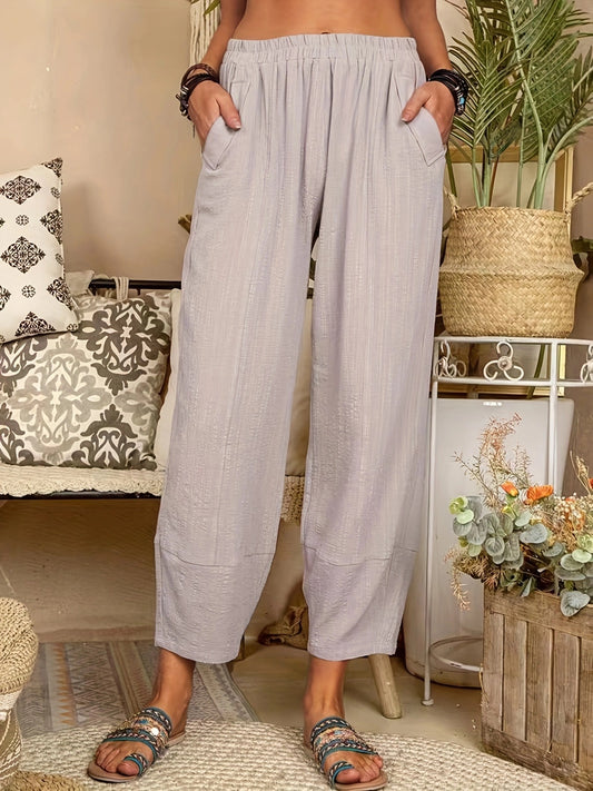 Damen bequeme Sommerhose mit elastischem Bund und praktischen Seitentaschen Stalluxe