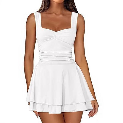 Damen Skaterkleid mit gerafftem Oberteil und ausgestelltem Rock Stalluxe