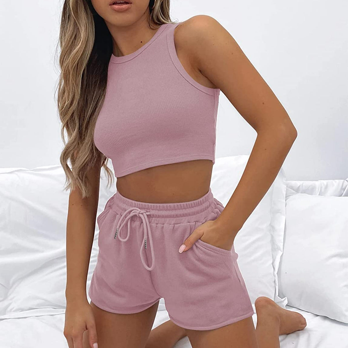 Damen sportliches Crop-Top und lässige Shorts Set Stalluxe