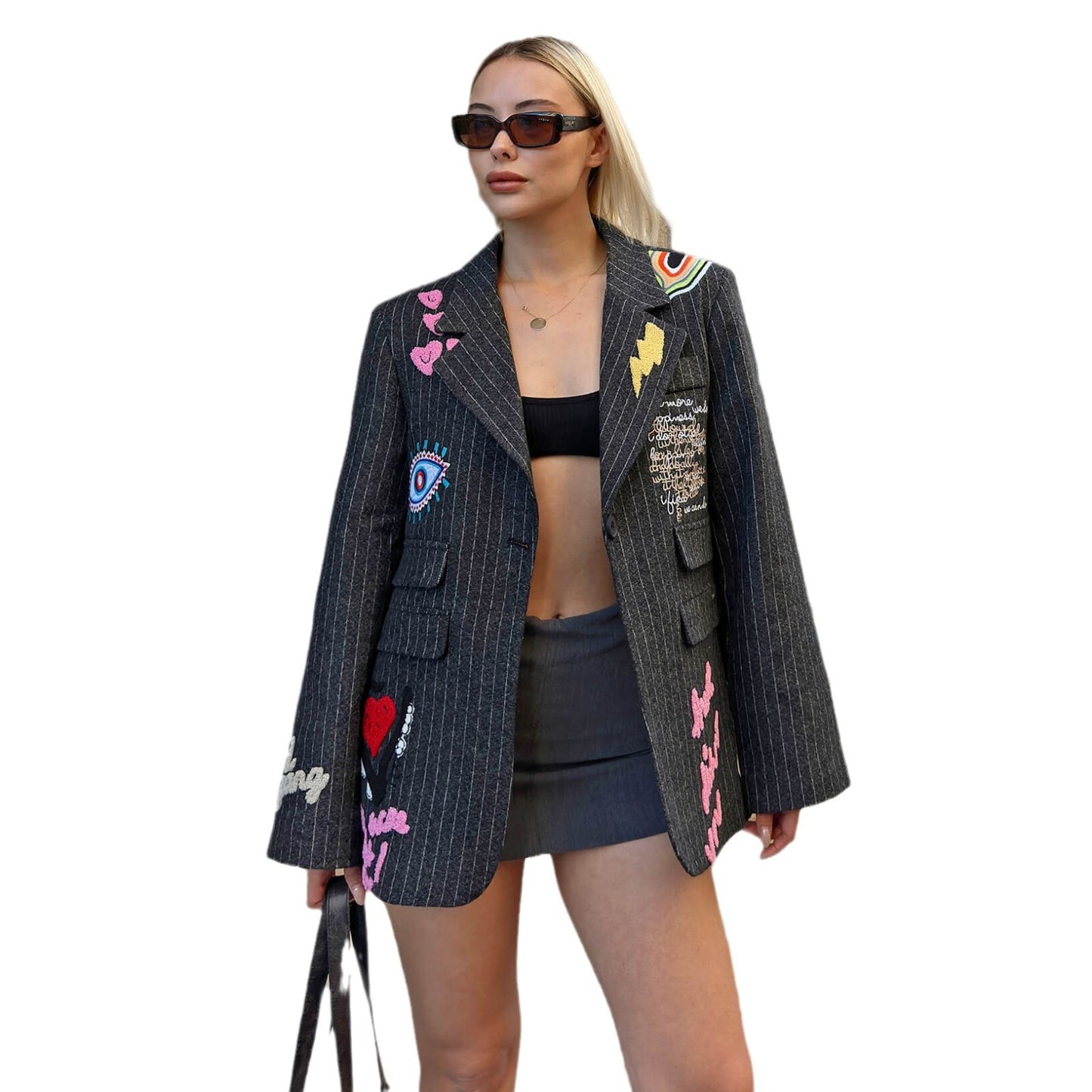 Damen Oversized Blazer mit kreativem Stickdesign Stalluxe