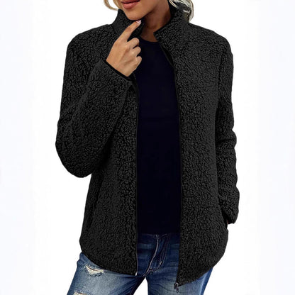 Damen Kuschelige Fleecejacke mit Stehkragen und Seitentaschen Stalluxe