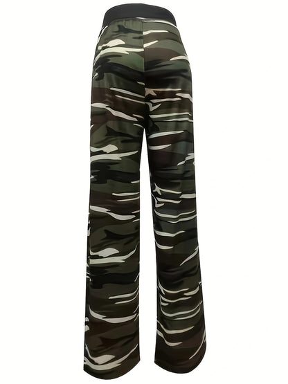 Damen Bequeme Cargohose mit elastischem Bund und stylishen Camouflagemuster Stalluxe