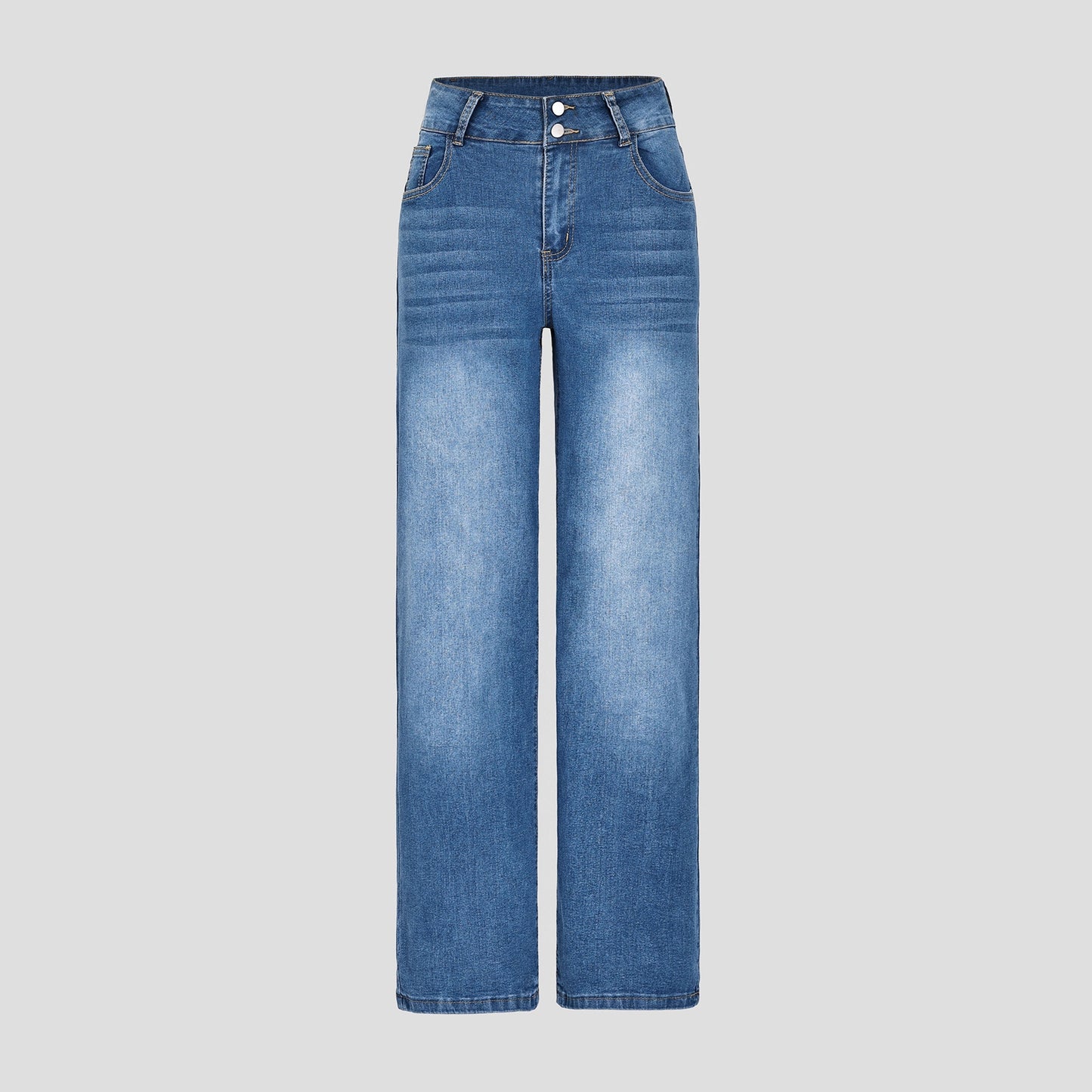 Damen weite Jeanshose mit hohen Bund Stalluxe