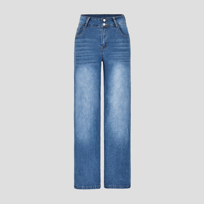 Damen weite Jeanshose mit hohen Bund Stalluxe
