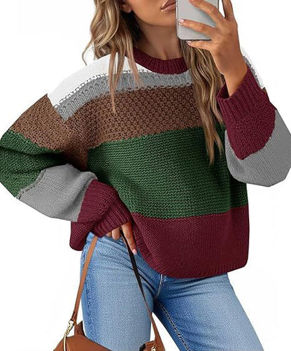 Damen Grobstrickpullover mit Farbblockdesign und oversized Schnitt Stalluxe