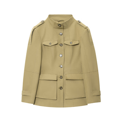 Damen modische Utility-Jacke mit praktischen Taschen und betonten Schulterdetails Stalluxe