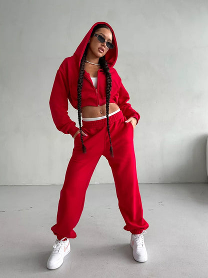 Damen sportliches Cropped Oberteil und weite Freizeithosen Set Stalluxe