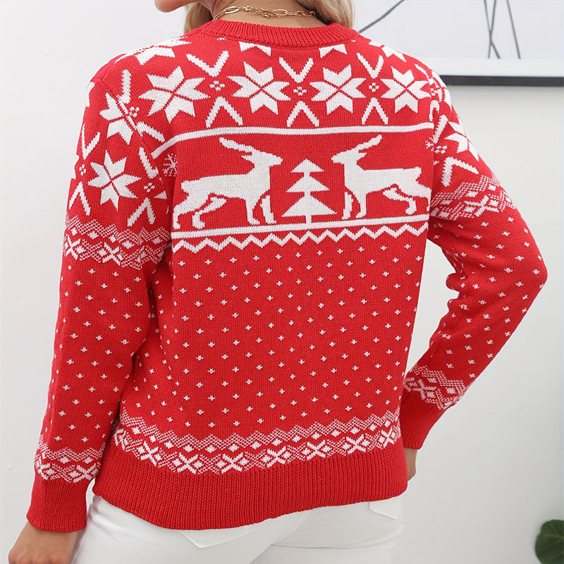 Damen gemütlicher Winterpullover mit winterlichem Motiv Stalluxe