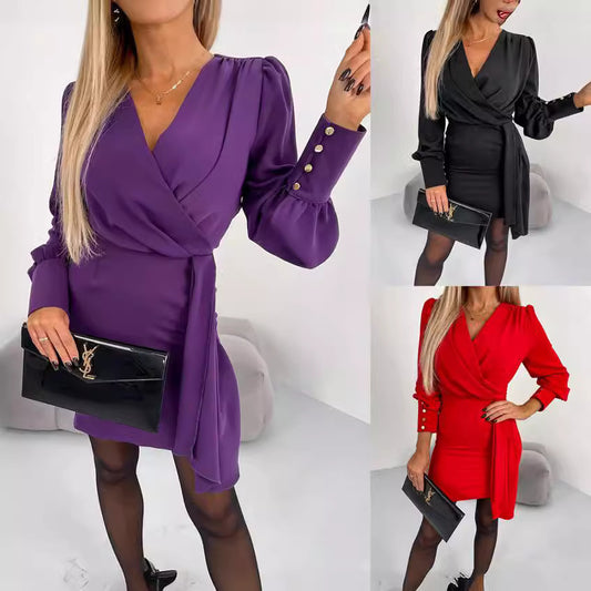 Damen Wickelkleid mit elegantem V-Ausschnitt und geschmeidigem Stoff Stalluxe