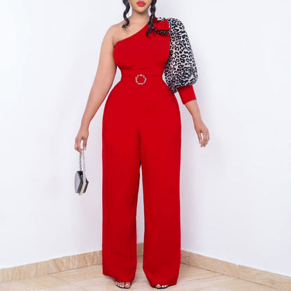 Damen Stylischer Einteiler mit asymmetrischem Schnitt und elegantem Puffärmel Stalluxe
