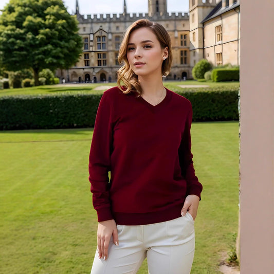 Damen lässiger V-Ausschnitt Pullover mit modernen Rippdetail Stalluxe