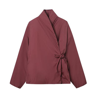 Damen modulare Wickeljacke mit taillierbarem Design und hohem Kragen Stalluxe