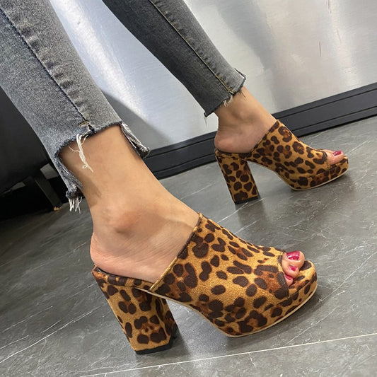 Damen Peep-Toe Blockabsatz-Slipper Stalluxe