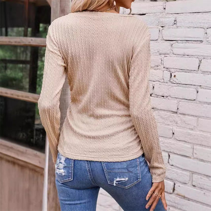Damen Langarmshirt mit hochwertiger Struktur und V-Ausschnitt Stalluxe