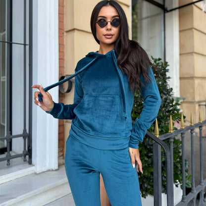 Damen Fleece-Jogginganzug mit Kapuze und elastischem Bund Stalluxe