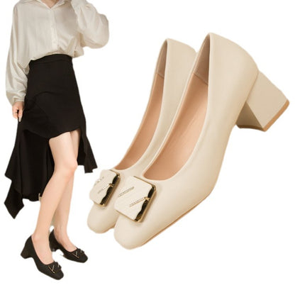 Damen elegante Pumps mit quadratischer Spitze und modischer Schnalle Stalluxe