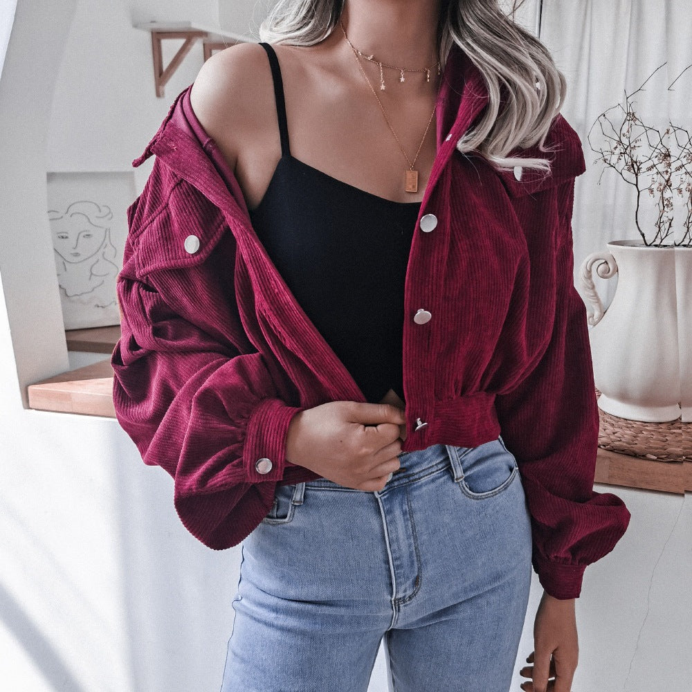 Damen Cordjacke mit lässigem Schnitt und modischen Knopfdetails Stalluxe