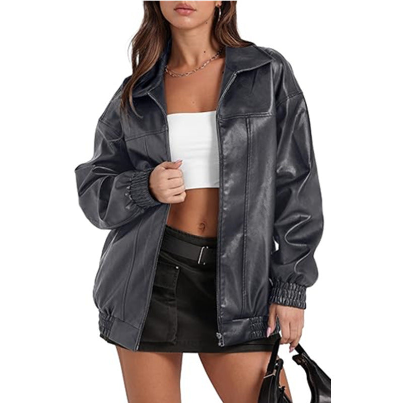 Damen lässige Oversized-Jacke mit elastischen Bündchen und modernem Schnitt Stalluxe
