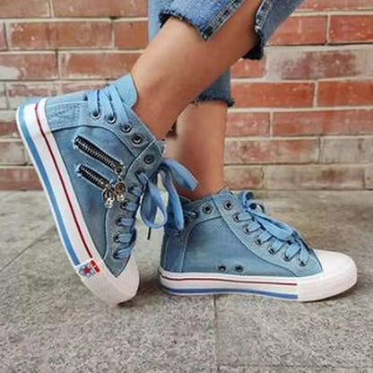 Damen Hohe Sneakers im modernen Used-Look mit modischen Reißverschlussdetails Stalluxe