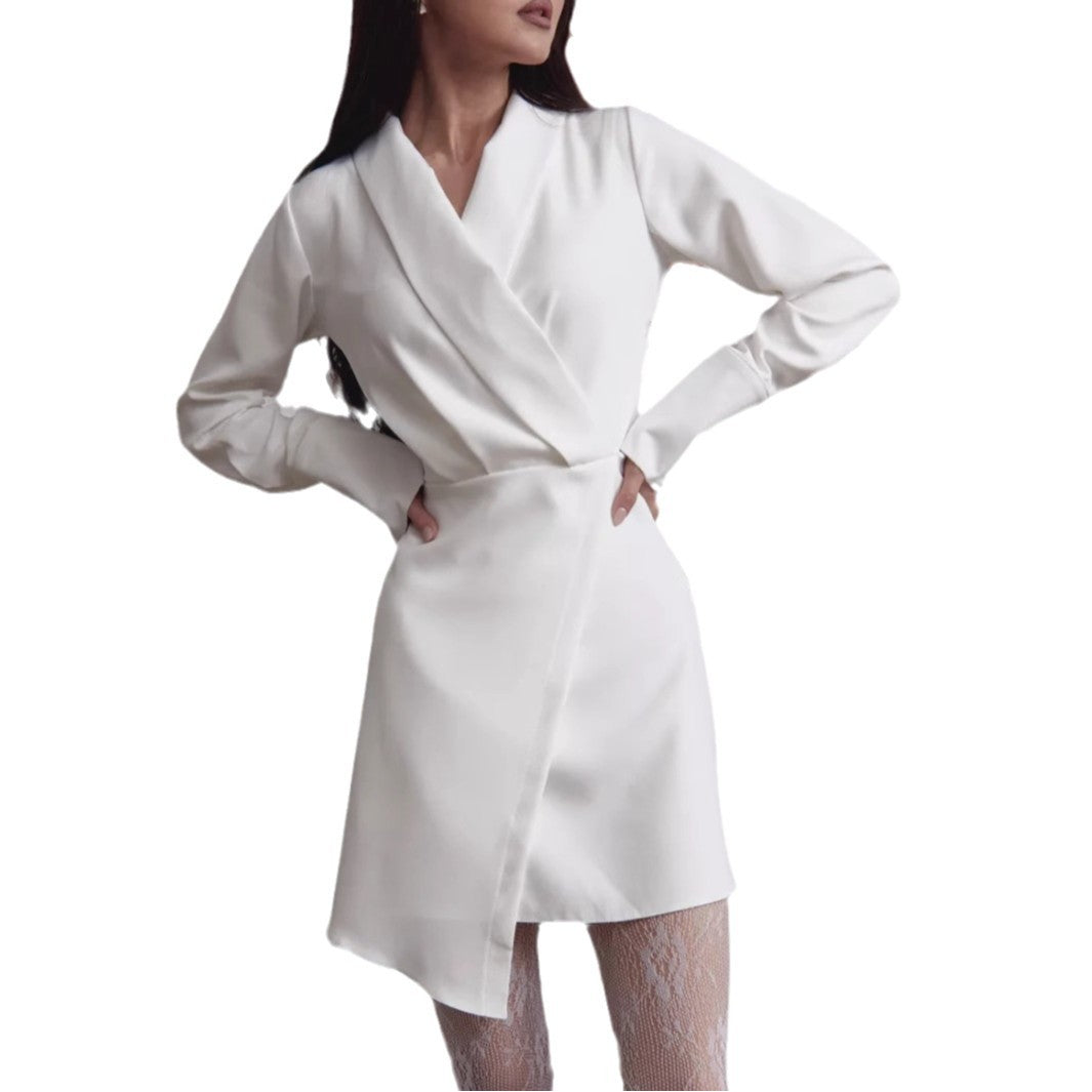 Damen Wickelkleid mit elegantem V-Ausschnitt und langen Ärmeln Stalluxe