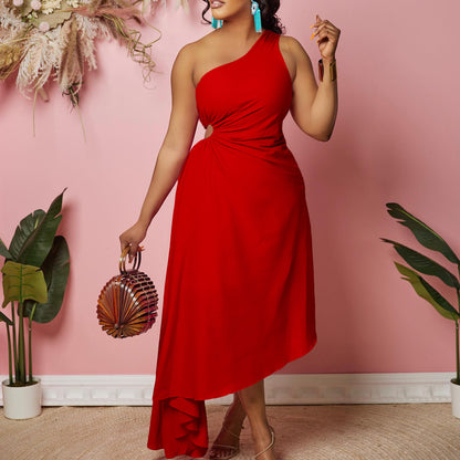 Damen Asymmetrisches Abendkleid mit gefaltetem Saum Stalluxe