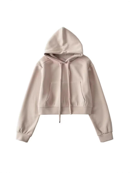 Damen modischer cropped Kapuzenpullover aus sweatshirt Material Stalluxe