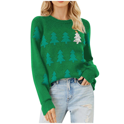 Damen festlicher Strickpullover mit Weihnachtsbaum-Motiv Stalluxe