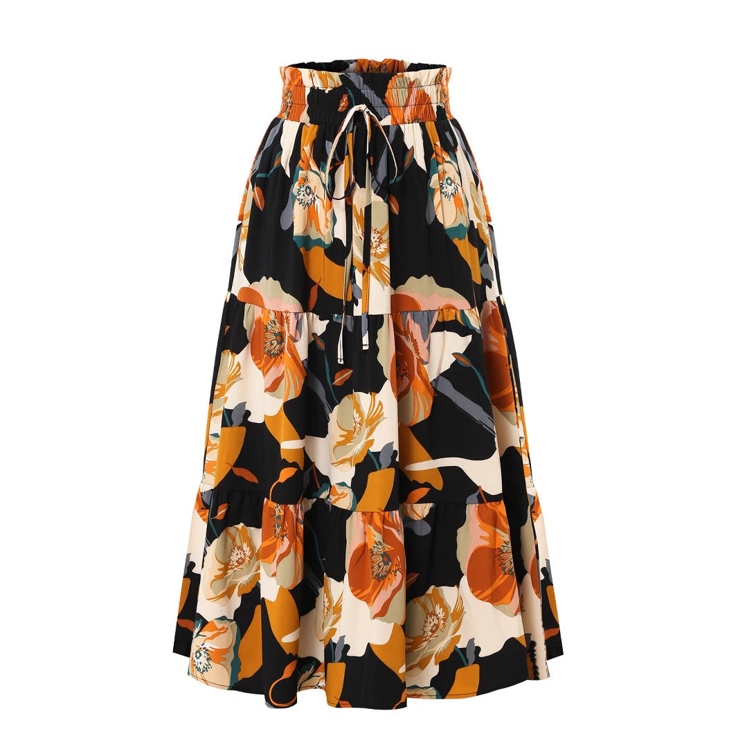 Damen Midirock mit floralem Design Stalluxe