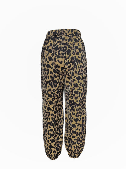 Damen Modische Freizeithose im Leopardenmuster mit elastischem Bund Stalluxe