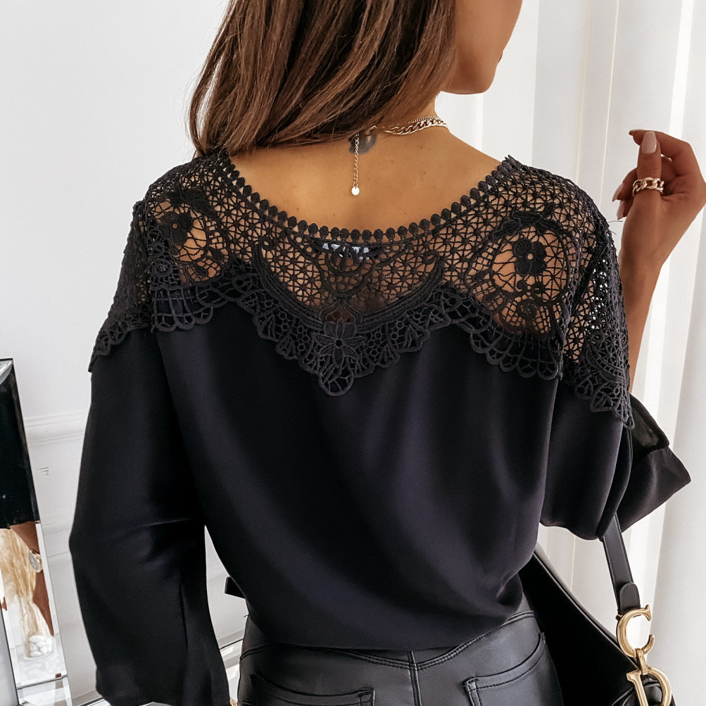 Damen Bluse mit Spitzendetails und lässigem Schnitt Stalluxe