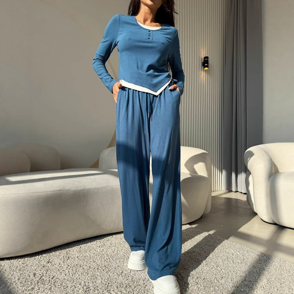 Damen lässiger Pyjama-Anzug aus atmungsaktivem Material Stalluxe