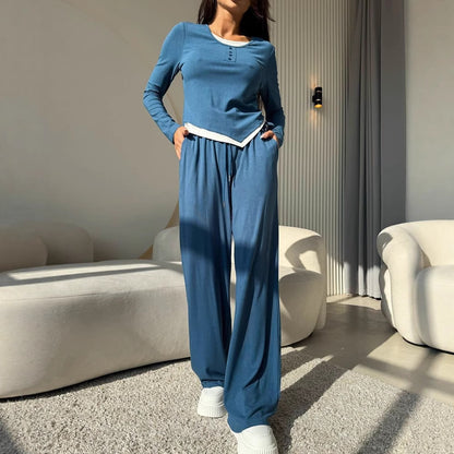 Damen lässiger Pyjama-Anzug aus atmungsaktivem Material Stalluxe