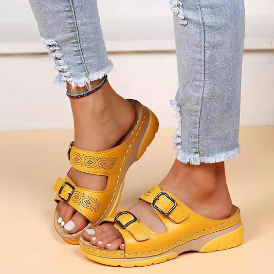 Damen Wedge-Sandalen mit verstellbaren Riemen und atmungsaktivem Obermaterial Stalluxe