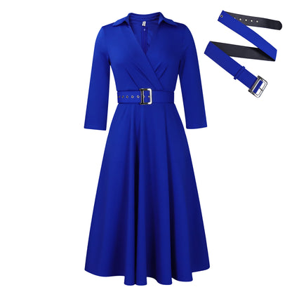 Damen Wickelkleid mit tailliertem Gürtel und schwingendem Rock Stalluxe