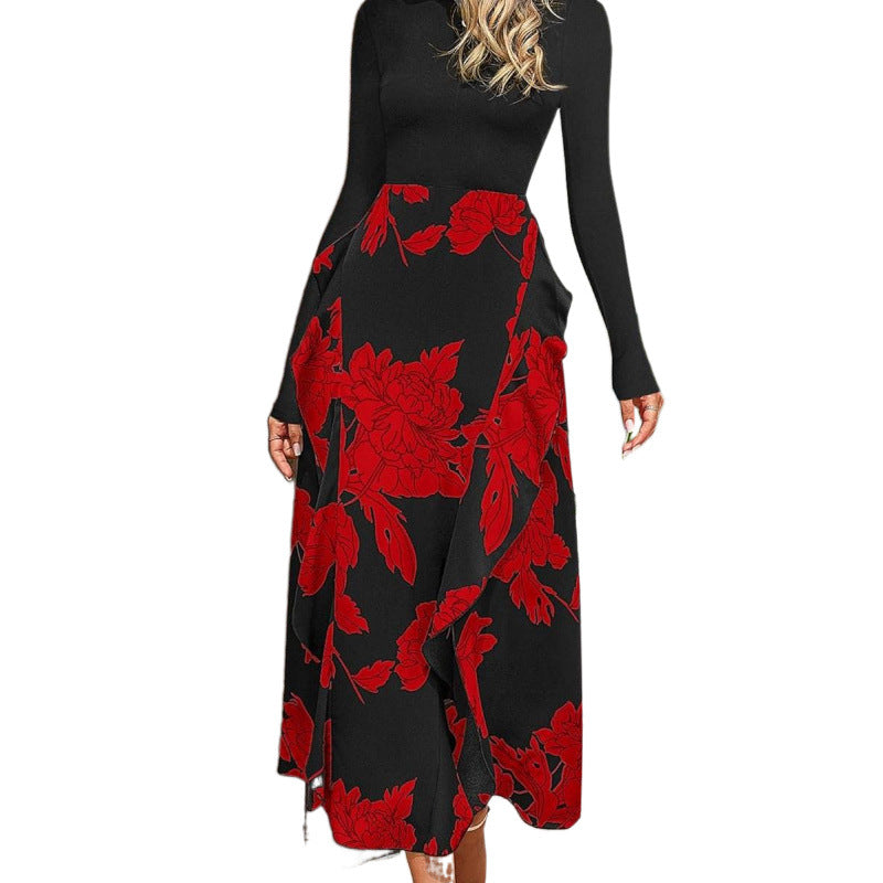 Damen Maxi-Rock mit floralen Verzierungen und flexibler Taillenpartie Stalluxe