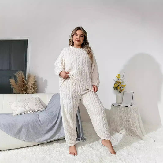 Damen Strick-Loungewear Set mit kabelmuster und elastischem Bund Stalluxe