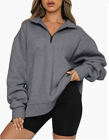 Damen Sportlicher Sweater mit Halbreißverschluss und oversized Passform Stalluxe